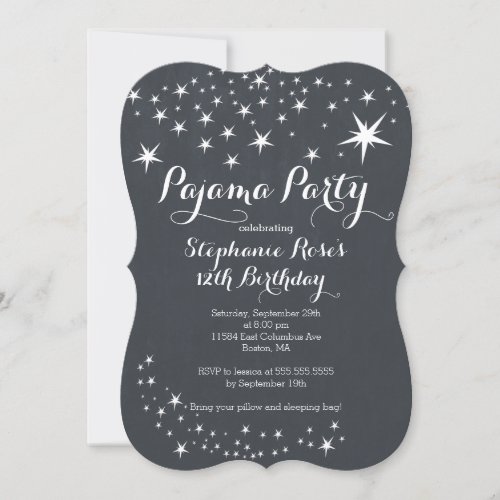 Chalkboard Slumber Party Birthday Party Invitation