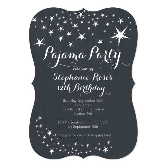 chalkboard slumber party birthday party invitation zazzle com