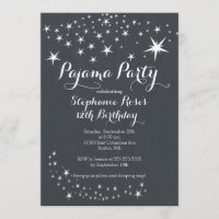 Chalkboard Slumber Party Birthday Party Invitation