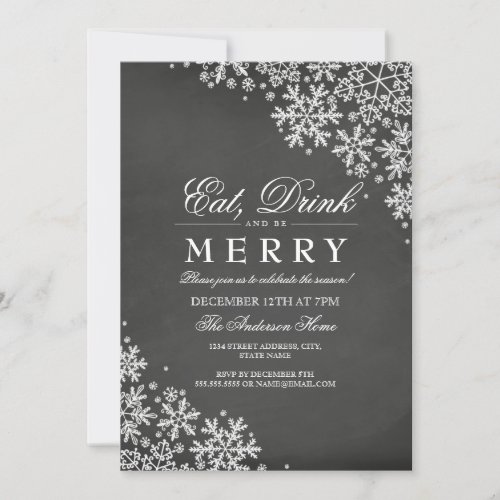 Chalkboard Snowflake Christmas Party Invitation