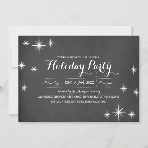 Chalkboard Snowflake Glow Holiday Party Invitation