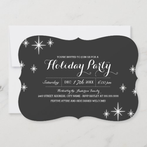 Chalkboard Snowflake Glow Holiday Party Invite