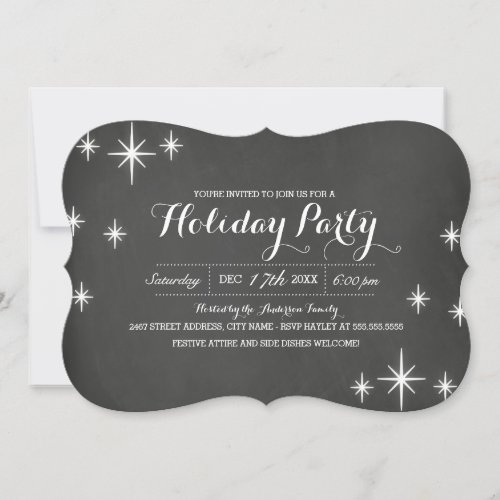 Chalkboard Snowflake Glow Holiday Party Invite
