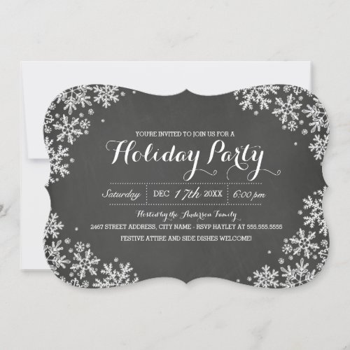 Chalkboard Snowflake Holiday Party Invitation