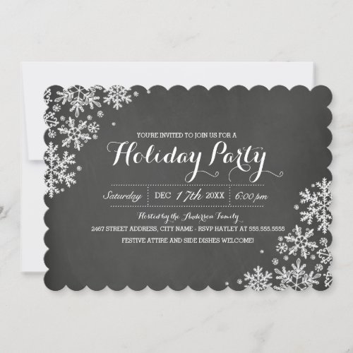 Chalkboard Snowflake Holiday Party Invitation