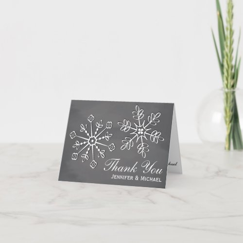 Chalkboard Snowflake Wedding Thank You Note Cards