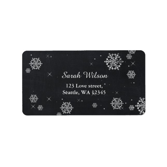 Chalkboard snowflakes Bridal Shower address labels (Front)