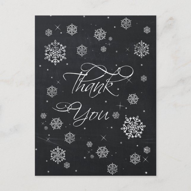 Chalkboard snowflakes Bridal Shower Thank You Card (Front)