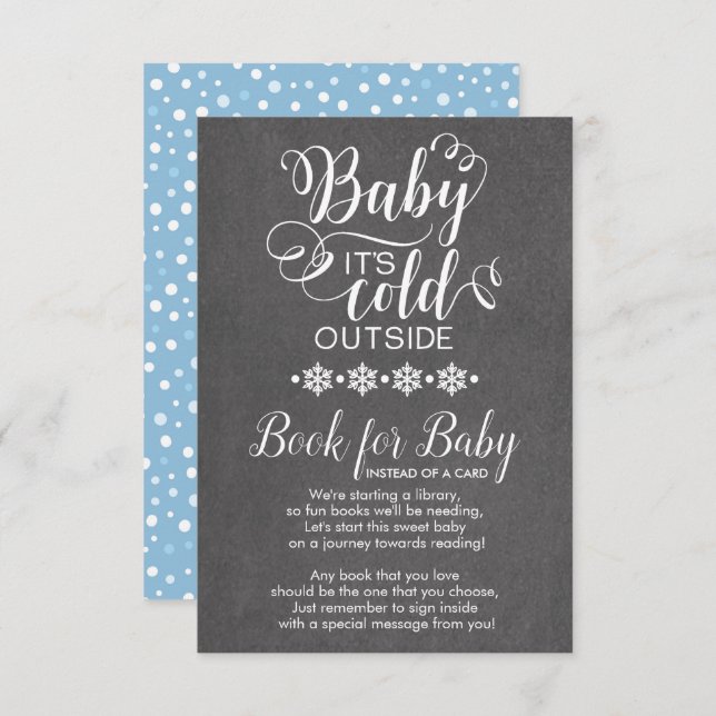 Chalkboard Snowflakes Bring A Book for Baby Card (Front/Back)