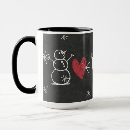 Chalkboard Snowman Hearts Winter Mug