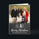 Chalkboard Snowy Trees Folded Photo Card<br><div class="desc">Chalkboard background with hand drawn chalk winter trees and snow,  "Merry Christmas" script in white,  folded photo card.</div>