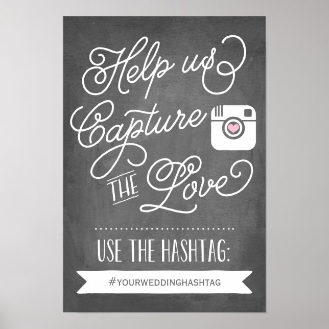 Chalkboard Social Media Hashtag | Wedding Decor (Front)