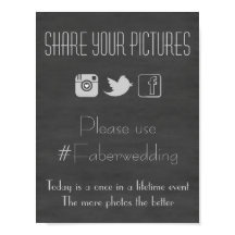 Chalkboard Social Media Wedding Photo Hashtag Sign