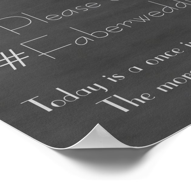 Chalkboard Social Media Wedding Photo Hashtag Sign Poster