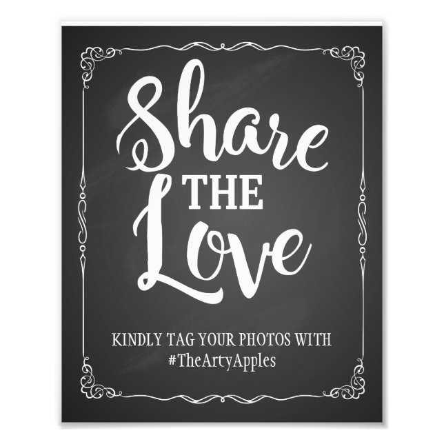 chalkboard social media wedding sign hashtag (Front)