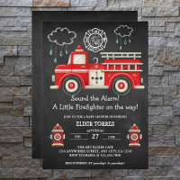 Chalkboard Sound the Alarm! Firetruck Baby Shower
