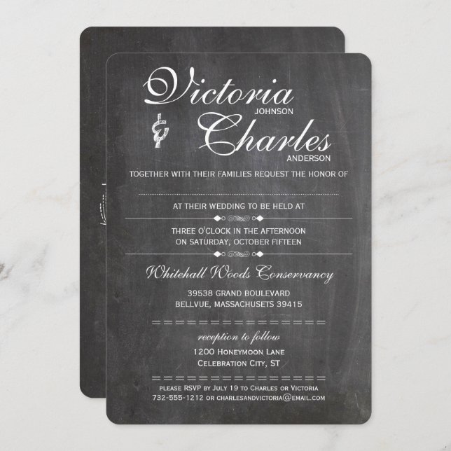 Chalkboard Space for Hand Written Guest Name Invitation (Front/Back)
