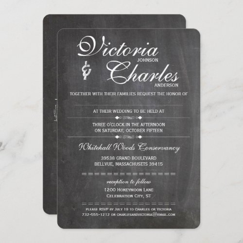 Chalkboard Space for Hand Written Guest Name Invitation