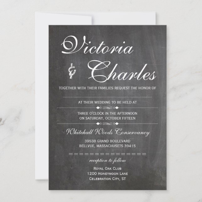 Chalkboard Space for Hand Written Guest Name Invitation (Front)