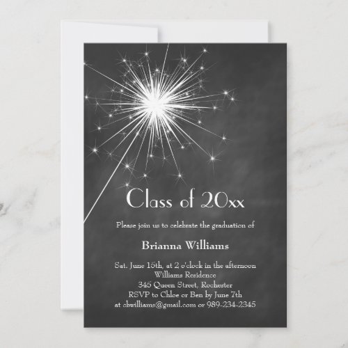 Chalkboard Sparkler Graduation Invitation