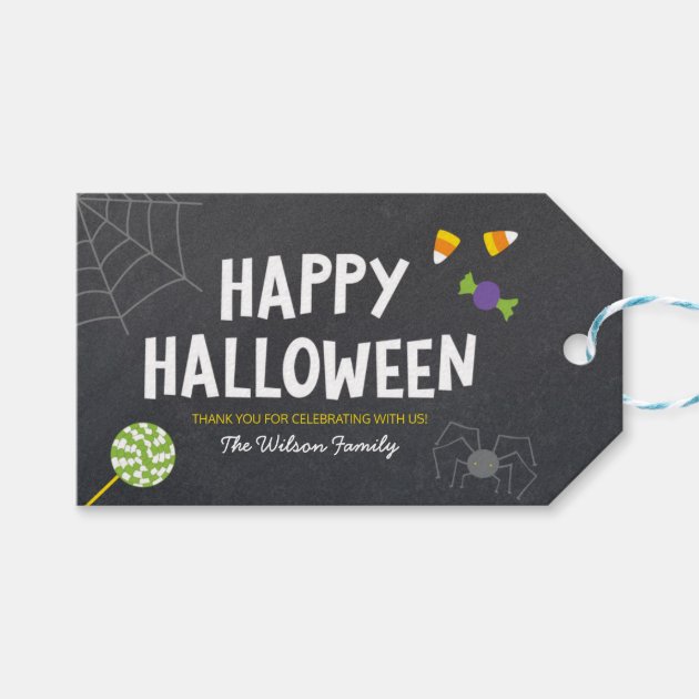 Chalkboard Spider & Candy Happy Halloween Gift Tags