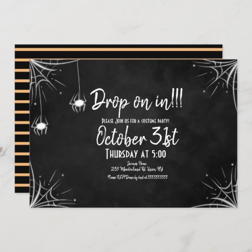Chalkboard Spider Light Costume Halloween Birthday Invitation