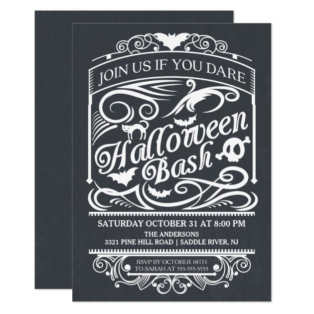 Chalkboard Spooky Gothic Halloween Invitation