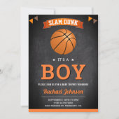 Chalkboard Sports Boy Basketball Baby Shower Invitation (Front)