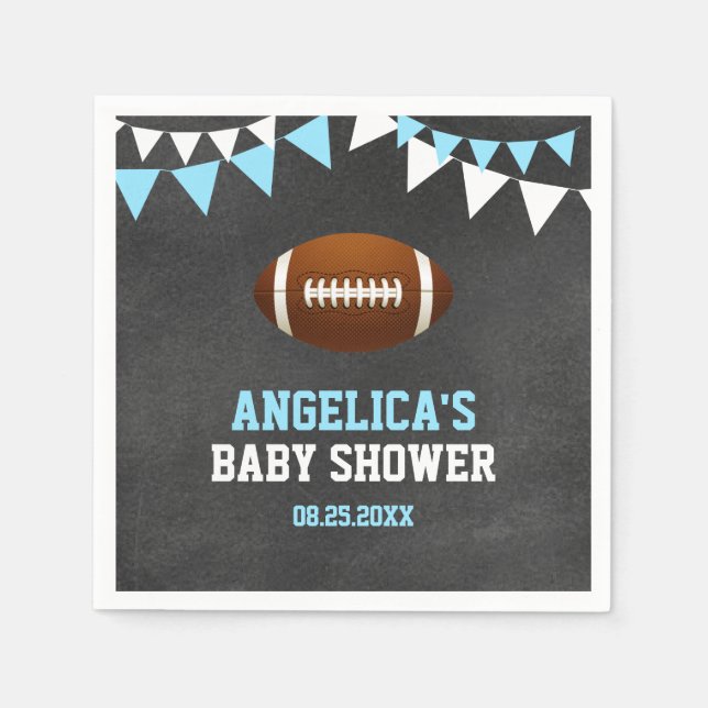 Chalkboard Sports FOOTBALL Theme Baby Shower Napkins (Front)