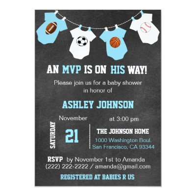 Baseball Sport Theme It S A Boy Baby Shower Invitation Zazzle