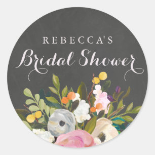 Chalkboard Spring Floral Bridal Shower Sticker