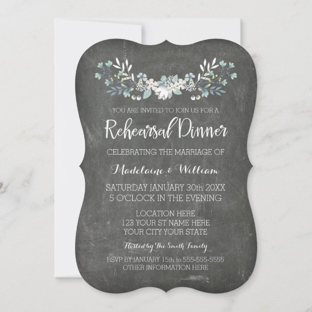 Chalkboard Spring Rehearsal Dinner Invitation (Back)