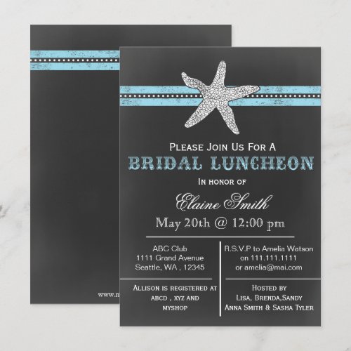chalkboard starfish beach Bridal shower Invite