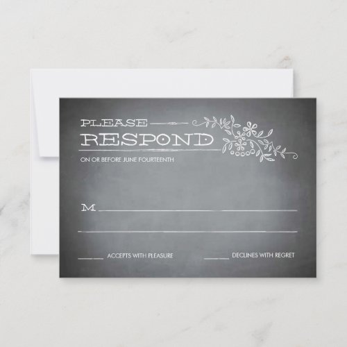 Chalkboard Stencil White Response Invitations
