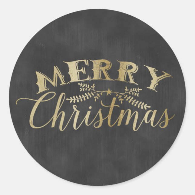 Chalkboard Sticker Gold Merry Christmas (Front)