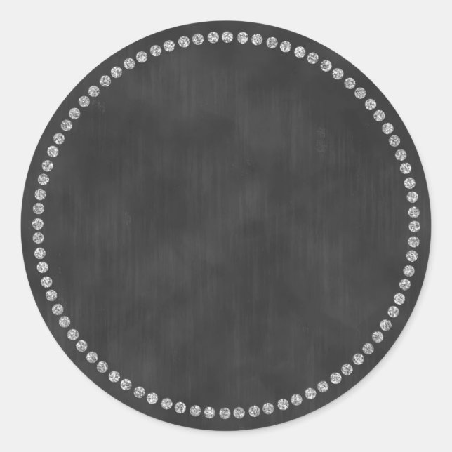 Chalkboard Sticker with Silver Ring Trim Monogram (Front)