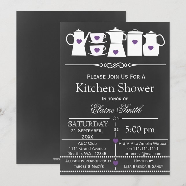 chalkboard stock the kitchen Bridal shower Invite (Front/Back)