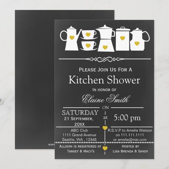 chalkboard stock the kitchen Bridal shower Invite (Front/Back)