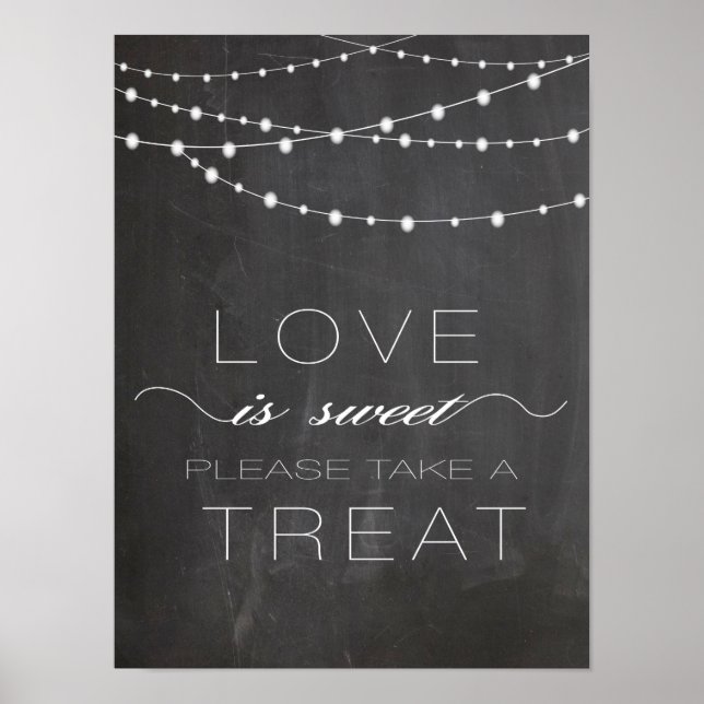 Chalkboard string lighs LOVE is Sweet Sign (Front)