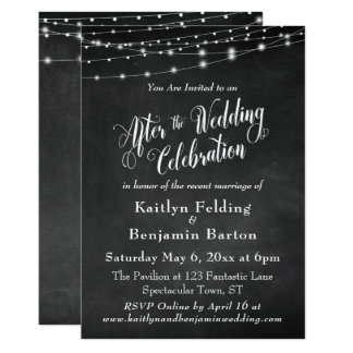 Chalkboard String Lights After Wedding Celebration Card