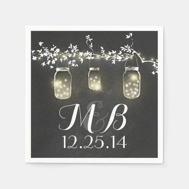 chalkboard string lights and mason jars napkins (Front)