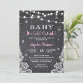 Chalkboard String Lights Baby It's Cold Outside Invitation (Standing Front)