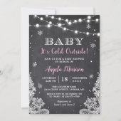 Chalkboard String Lights Baby It's Cold Outside Invitation (Front)