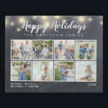 Chalkboard String Lights Christmas Photo Collage Faux Canvas Print<br><div class="desc">This faux canvas print has an 8 image photo collage. It features string lights and Happy Holidays. This Christmas decor item can be customized with family,  names and year.</div>