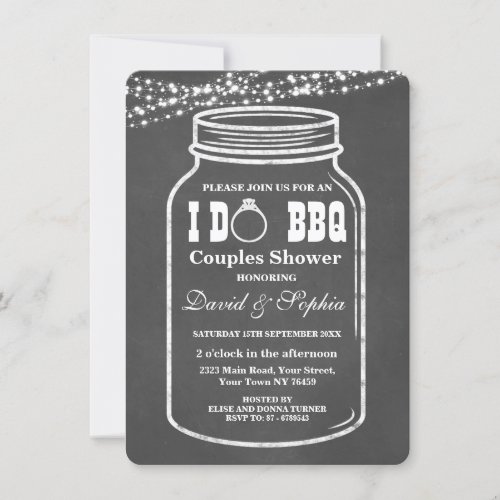 Chalkboard String Lights I DO BBQ Mason Jar Invite