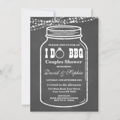 Chalkboard String Lights I DO BBQ Mason Jar Invite