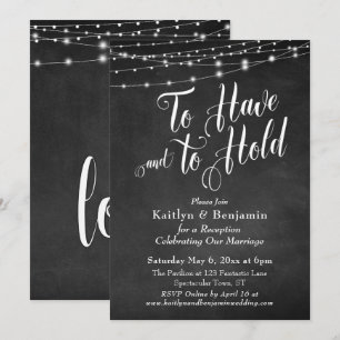 Chalkboard String Lights To Have and To Hold Invitation