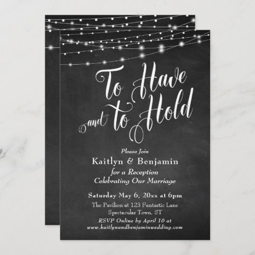 Chalkboard String Lights To Have and To Hold Invitation