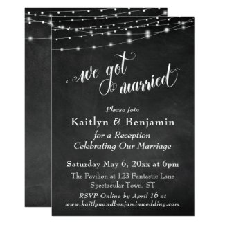 Chalkboard String Lights Wedding Reception Only Invitation