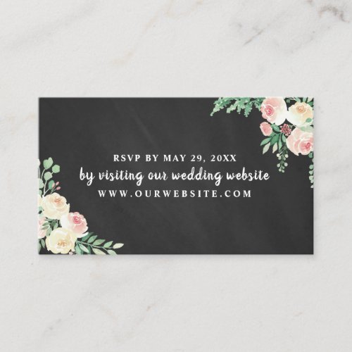 Chalkboard string lights wedding RSVP website card